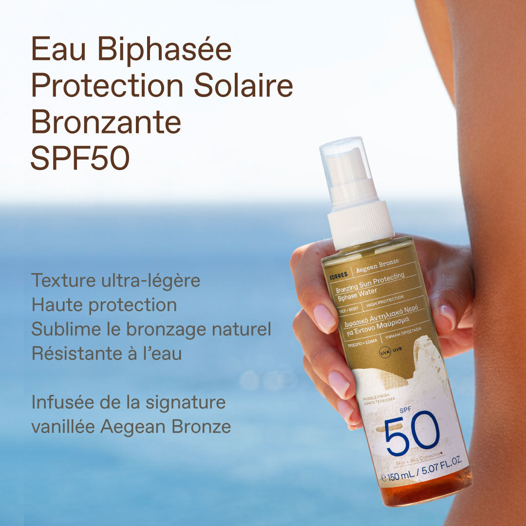 Korres Aegean Bronze Protection Solaire Bronzante Eau Biphasée SPF50 150 ml 2
